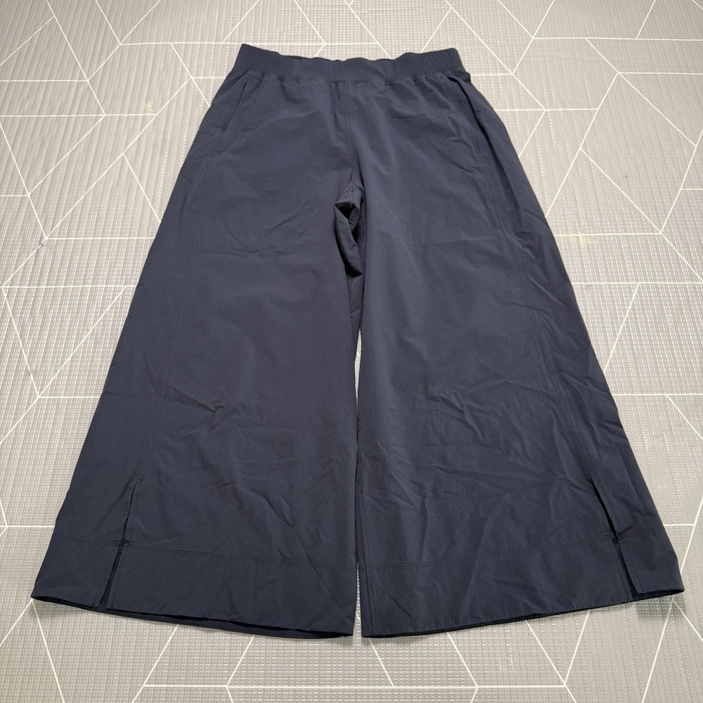 Lululemon Stretch Woven Wide-Leg HR Cropped Pants L Black LW6CNUS Career Travel
